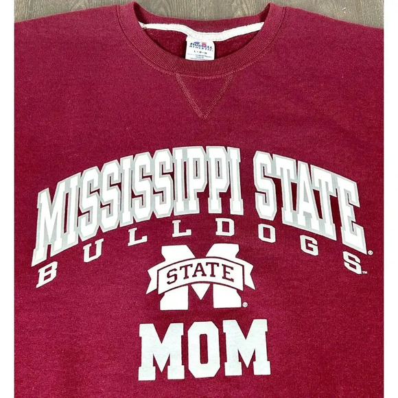 Mississippi State Bulldogs Mom Sweatshirt Crew Red Long Sleeve Adult Large L - Picture 7 of 11